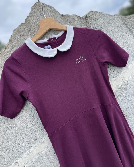 Šaty dětské Petit Bateau vínové 